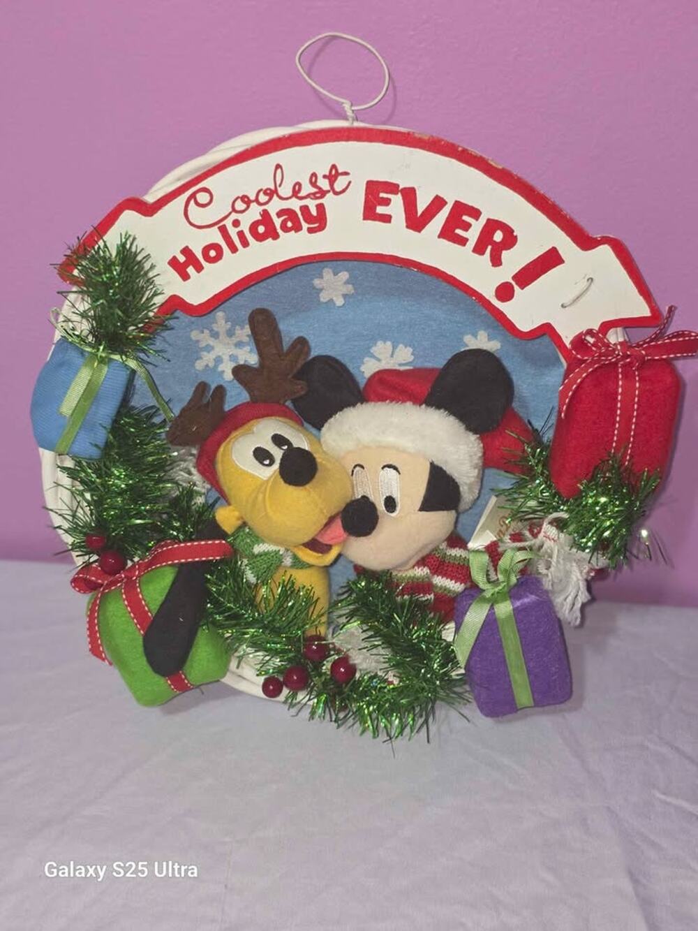 Disney Mickey Mouse and Pluto Christmas Wreath